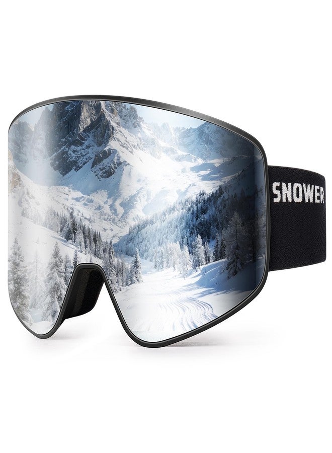 SNOWER Ski Goggles, Interchangeable Lens Anti-Fog Snow Goggles, UV Protection, OTG HD Snowboard Goggles for Men Women Adult - Image 1